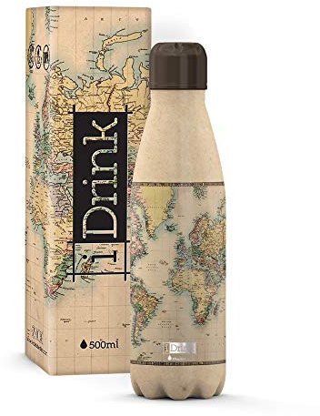 I-Drink, Bottiglia Termica Gioventù Unisex, Vecchia Mappa, 750 ml