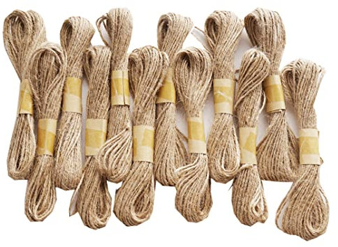 RUIYWEN 12 Rollo Cordel Yute Fino 1mm Cuerda de Cáñamo Hilo de Yute Natural para Fotos, Regalos, Artesanía Manualidades Decoraciones Jardinería