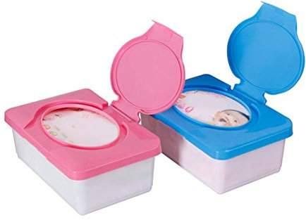 ohfruit 2 Cajas de pañitos húmedos para bebés, dispensador de toallitas húmedas, Caja de pañuelos húmedos con Tapa, para Escritorio, Dormitorio, Cocina, baño, Color Azul