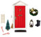 Super Idee Rot Wichteltür Weihnachten Set mit Türschloss und Schlüssel Miniatur Wichtel Set Nissedor mit Zubehör Stiefel Laterne Weihnachtsbaum Dekokranz Holzleiter Wichtelbesen Zuckerstange