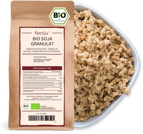 Kamelur Bio Soja Schnetzel Fein aus EU-Anbau (1kg) Sojagranulat 1-5mm ohne Zusätze als Fleischersatz