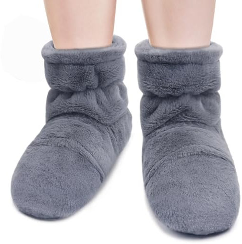 comfheat Microwavable Booties and Feet Warmers for Women & Men FSA or HSA Eligible Microwave Heated Foot Warmer Moist Heat Therapy for Cold Feet Relieving Stiffness, Plantar Fascitis, Washable, L