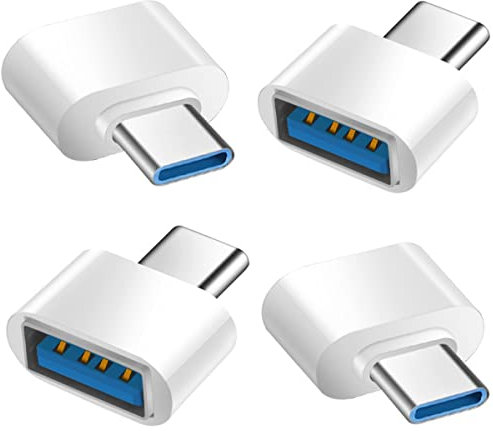 USB C auf USB Adapter (4 Stück), USB Typ C zu USB 3.0 OTG Adapter Kompatibel mit MacBook Pro, Samsung Galaxy, Typ-C Handys, Tablets und Mehr (Weiß)