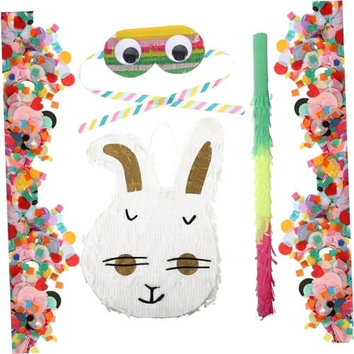ABOOFAN 1 Satz Piñata Pinata-dekorationen Zu Ostern -pinata-spielzeug Osterpinata Mit Rundes Konfetti Pinata-brille Gastgeschenke Für Ostern Partybedarf Papier Kind Hase