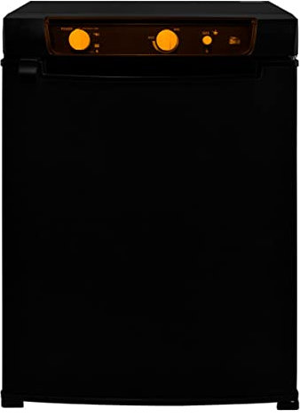 3 Way Absorption Fridge 43L Cooler LPG Gas AC DC 12V 240V Black Camping Caravan Motorhome Leisure Portable Cooler Portable 100% Silent Reversible Left / Right Opening Door Removable Shelves 7 - 14°C