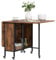 HOMCOM Mobile Drop Leaf Table, Folding Dining Table with 6 Wheels & Storage Shelf for Small Spaces, Kitchen, Dining Room, Rustic Brown
