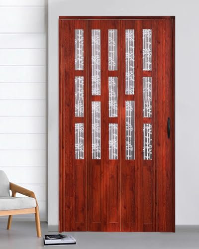 Porte Accordéon Interieur Porte Pliante en Aluminium Grain de Bois pour Chambre à Coucher, Portes Coulissantes de Cuisine Intérieure, Porte Moustiquaire Accordéon Personnalisable, Porte de Magnétique(