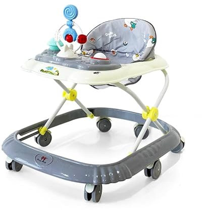 OHMG 4-in-1 Lauflernhilfe für Babys mit abnehmbarem Tablett für Musikaktivitäten, leicht faltbar, von 6 bis 18 Monaten, bis 12 kg, höhenverstellbar mit leisen Rädern
