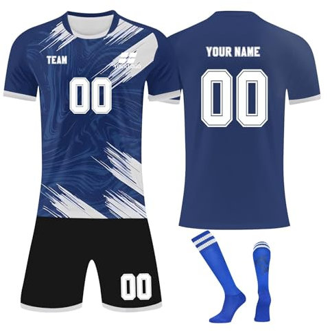 Generisch Individuell Fußballtrikots 3 Teiliges Sets, personalisierte Fußball Trikots für Erwachsene und Kinder, Customisation Geschenke