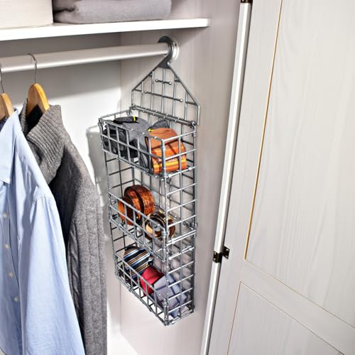 3 Pagen® Organizer hängend aus Kunststoff – 3 Fächer zur Aufbewahrung – wasserfest und kompakt – Verwendung in Küche, Bad, Kleiderschrank oder Abstellraum – Hänge-Organizer grau