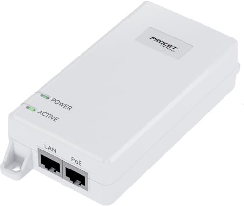 PROCET 10 Gigabit PoE Injector 60W IEEE802.3BT Standard Compliance for eero PoE 6/UniFi U6 Enterprise, U7 Pro XGS, E7 Campus, Wireless Access Point, PTZ HD Camera, UniFi G6 Pro Bullet, CCTV Camera
