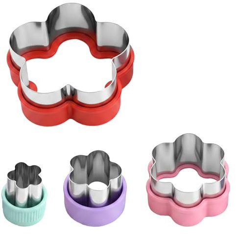4 Stück Ausstechformen Blumen, Edelstahl Ausstecher Blume Set, 4 Größen Keksausstecher, Blumen Ausstecher Frühling, Plätzchen Zubehör für Backteig, Donuts, englische Muffins und Sandwiches