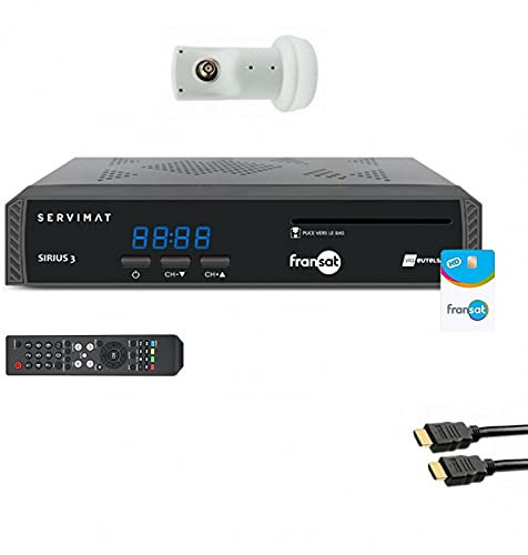 Servimat Pack Récepteur TV Satellite HD + Carte Fransat PC6 + Câble HDMI + LNB Single