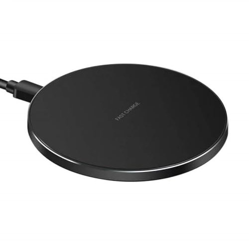 TheMax® Black Wireless Charger USB Type C Port Aluminum Desktop Fast Charging Pad Mat for iOSiPhone 8, 11, 12, 13 XR XS/Samsung Galaxy S9 S10 S20 S21 S22 S23 etc (Black)