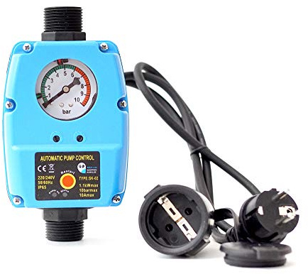 Pumpensteuerung SK-02 Druckwächter für Pumpe Gartenpumpe Hauswasserwerk mit integrierten Trockenlaufschutz und Kabel (2x) - 10 bar