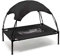 Wiltec Hundebett mit Dach Schwarz 76 x 60 x 16 cm Größe M bis 25 kg Outdoor Katzenliege Haustier Schlafplatz Sonnendach