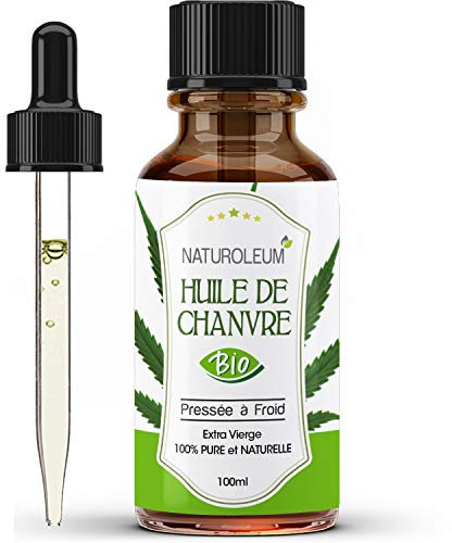 HUILE DE CHANVRE 100% BIO NATUROLEUM, pressée à froid, Pure et Naturelle - Extra Vierge - Soin nourrissant pour Cheveux et Peau (100 ml)