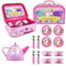 SOKA Unicorn Metal Tin Teapot Set with Carry Case Toy for Kids - 18 Pcs Illustrated Colourful Design Toy Tea Party Set for Boys and Girls Pretend Role Play