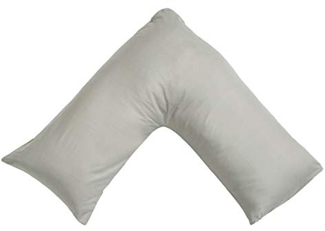 CnA Stores Orthopaedic V-Shaped Pillow Extra Cushioning Support For Head, Neck & Back (Silver, V-pillow With Cover)