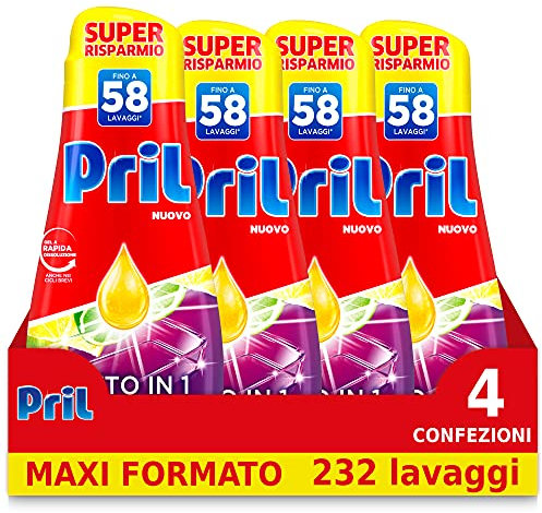 Henkel Pril All-in-1 Zitronengel, 4er Pack (4 x 1300 g)
