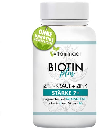Biotin Plus Hochdosiert - Haarwachstum Beschleunigen, Haut & Nägel - Haarausfall Frau Mann- Behandlung 4 Monate -Innovative Formel -Angereichert mit Zink, Brennnessel, Vitamin C und B6 -German Quality