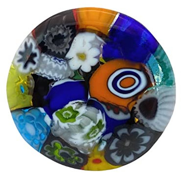 Bijou en verre de Murano - Bague en verre de Murano fabriquée à l'aide de Millefiori, grosse bague de 2,3 cm et réglable, taille unique - Avec coffret cadeau et certificat