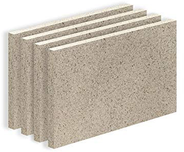 Vermiculite Platte Schamott-Ersatz für Kamin-Ofen Feuerraum Auskleidung SF600 500x300mm 30mm Stärke Temperaturbeständig bis 1100 °C mind. 600kg/m³ Rohdichte (x4)