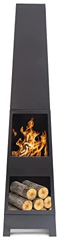 HEAT Outdoor Living Bracierie Oslo - Metallo Verniciato a Polvere - Camino da Giardino - Braciere da Giardino - Grill/Cottura - 36 x 36 x 150 cm