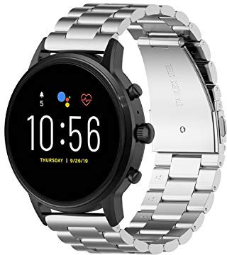 TenCloud Correas de metal compatibles con Fossil GEN 5 / Garrett / Carlyle / Julianna HR / Gen 4 Explorist / Sport, correas de repuesto de acero inoxidable de 22 mm, talla única, Acero inoxidable, No