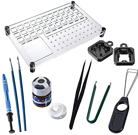 Switch Tester Station Switch Opener with GPL 205g0 Lubricating Oil Acrylic Lube DIY Double-Deck Removal Platform Keycaps Puller for Custom Gateron Cherry Mechanical Keyboard(Lubrication Kit C)