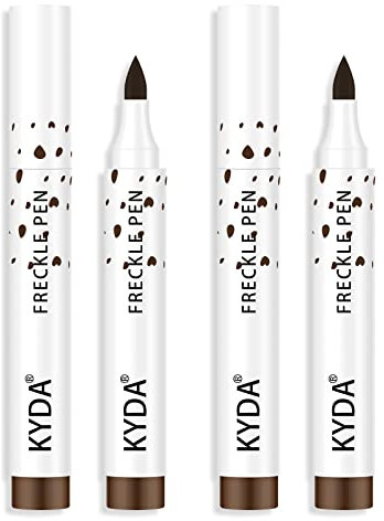 KYDA 2 Farben Freckle Pen,Natürliche lebensechte Sommersprossen Makeup Stift,Wasserdicht Langanhaltende Weiche Punkte Sopt Stift,für Natürliche mühelose Sunkissed Makeup-Dark Brown