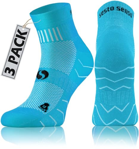 sesto senso 3 Paar Laufsocken Baumwolle Sportsocken Damen Herren Bunte Sport Socken 39-42 Türkis