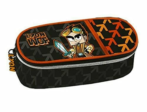 LYON GAMER - Astuccio Scuola Ufficiale Lyon Gamdr, Astuccio Bambina Ovale con Tasca Interna, Divisorio con Passanti Elastici e Pratica Chiusura a Zip, 22x7Hx9,5 cm, Multicolore
