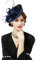GEMVIE Chapeau bibi pour femme avec serre-tête à clip et fleur et plumes pour mariage, église, cocktail, fête, Derby, bleu marine, taille unique