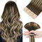 hotbanana Tape in Extensions Echthaar, 45cm Tape Extensions Echthaar 18 Zoll 20 Stück 50g Balayage Schokoladenbraun bis Honigblond Echthaar Extensions Tape Gerade Remy Echthaar Tape Extensions