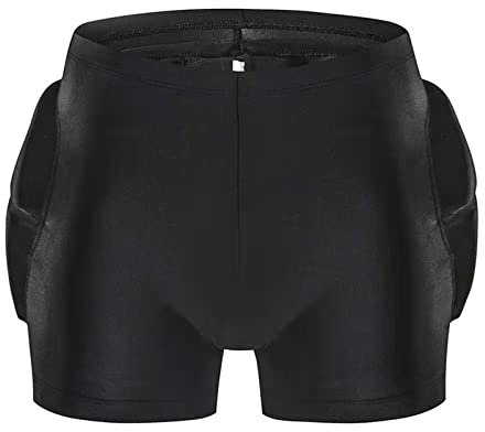 HGYJ Atmungsaktive Aufprallschutz-Shorts,3D Dicke Bequeme gepolsterte Shorts,Für Kinder Jungen Mädchen Fußball Skating Skifahren,Black,XL