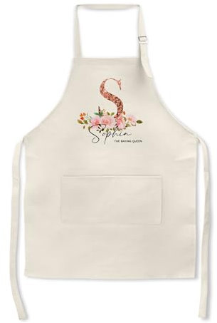 Personalised Apron Adjustable Pocket Baking Chef Ladies Women Kitchen Cooking Bib Unique Gift For Her Birthday Mothers Day Any Name Mum Mummy Baking Queen (Own Name)