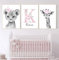 Youihom 3 Toile Prenom Chambre Bebe Enfant Poster Girafe Lion Fleurs Tableau Gris et Rose Affiche Personnalisée Bébé Salle de Jeux Decoration Murale Cadeau 30x40 sans Cadre