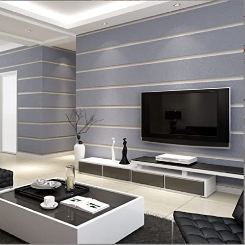 Silber-Grau Vliestapete 9,5 m x 0,53 m Breiter Streifen Tapete Modernes Design Beflockung Tapete für Flur Wohnzimmer Schlafzimmer Büro