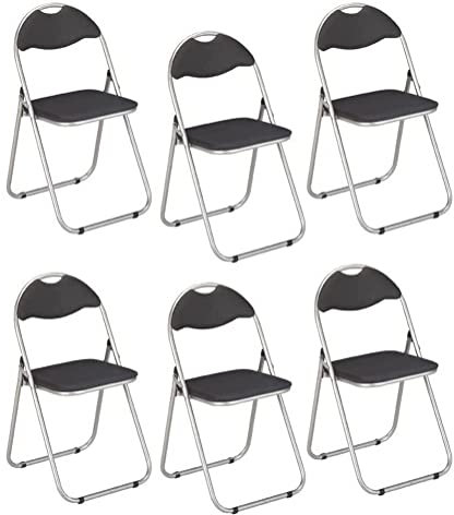 HAKU Möbel Klappstuhl 6er Set alu, schwarz, Rücken gepolstert, Sitz gepolstert, Stahl - Maße: B 44 cm x H 80 cm x T 47 cm, Style: Modern