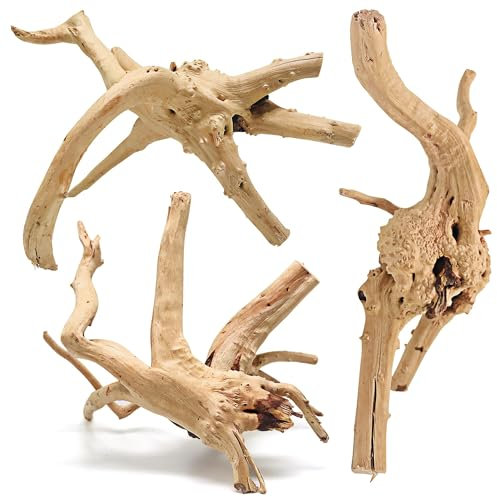 WDEFUN Treibholz für Aquarium-Dekoration, natürliche Spinnenholzzweige für Aquarium-Dekorationen, 17,8–27,9 cm, 3 Stück