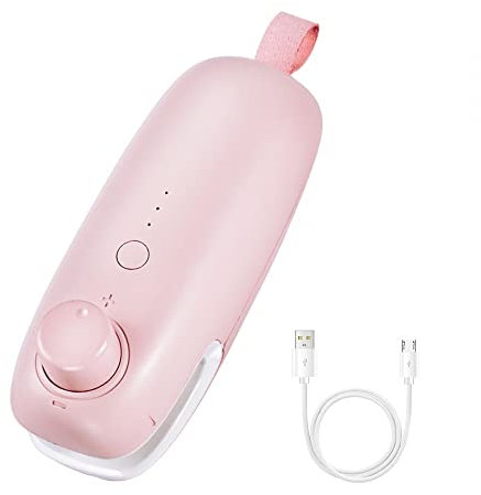 DONGKER Mini Folienschweißgerät, 2 in 1 USB Bag Sealer, 3 Temperaturverstellung Modus, Tragbar Hand Versiegelungsmaschine für Plastikbeutel zur Aufbewahrung von Chipsbeuteln
