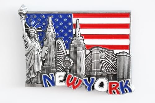 3D City Metal Fridge Magnets Country Holiday Souvenir London Paris NewYork Berlin Dubai Amsterdam Rome Prague Milan Barcelona Venice (NEW YORK)