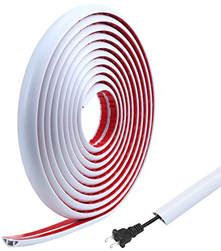 19.69 ft Floor Cord Cover Overfloor Cord Protector Duct Cord Protector Covers Cable on Floor Raceway for Sidewalks or Walkways (White)