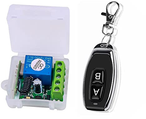 Ferleiss Módulo de relé de un solo CC de 12 V con interruptor inalámbrico universal y receptor de relé RF + 2 mandos a distancia