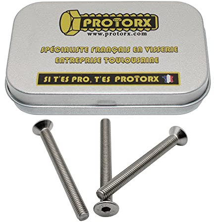 Vis à Tête Fraisée M5 x 50mm : Boite 10 Pcs Inox pour Rondelles Metal Ecrou | 6 Pans Tete Cylindrique Fraisee Acier A2 | Anti-Rouille - ISO 10642 | Boite PROTORX