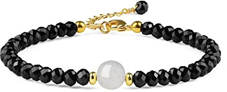 COAI Geschenkideen Damen Glücksarmband aus Facettiertem Spinell und Mondstein Strangarmband