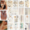 Tatoo Temporaire Doré été, LUZOON 16 Feuilles Tatouages Autocollant Doré Temporaires Tattoos Étanche Faux Tatouages Motifs Classique Variés pour Plage, Festival de Musique et Fête