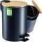 KADAX Bathroom Bin 3L, Small Toilet Trash Bin with Foot Pedal and Internal Bucket, Powder-Coated Steel Waste Bin with Bamboo Lid (Navy)