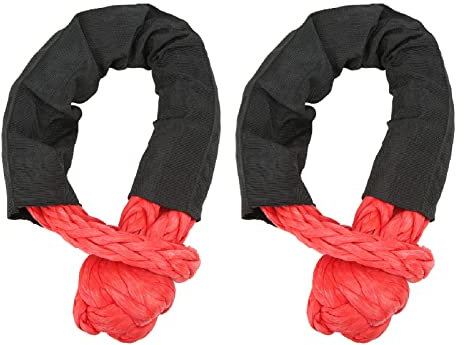 Softschäkel Tauwerkschäkel, 2 Stück Off-Road Schäkel Recovery Soft Schäkel 35 Tonnen Bruchfestigkeit Soft Recovery Abschleppgurt für LKW, Große SUVs, Geländewagen (Rot)